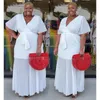 プラスサイズのドレス大型女性服太ったMMファッション圧着ポリエステルメッシュスプライシングvネックセクシーな白いドレスのための女性プラス