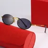 Trendiga ovala solglasögon för kvinnor Enkel rinless metallram guld modifierad arm UV400 strand catwalk show mini modedesigner glasögon storlek 55 20 141