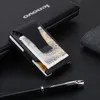 supports de cartes en fibre de carbone Designer quelqu'un mini portefeuille mince clip de l'argent en aluminium en aluminium RFID anti-vol.