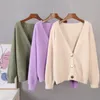 Hirsionsan Elegant Long Sleeve Mohair Sweater Women SingleBreasted Female Short Cardigan Soft Flexible Knitted Outwear 220816