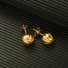 18K Jaune d'oreille d'oreille d'or fin Fine Solid Solid Round Ball Beads Lage Piercing Boucles d'oreilles NEW9386375