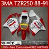 Bodys Kit for Yamaha Tzr-250 TZR 250 TZR250 R RS RR 88-91 Bodywork 115no.12 레드 화이트 YPVS 3MA TZR250R 88 89 90 91 TZR250-R TZR250RR 1988 1989 1990 1991 Moto Fairings