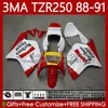 Zestaw Bodys dla Yamaha TZR-250 TZR 250 TZR250 R RS RR 850 TZR250 R RS RR 88-91 Nadwozie 115NO.12 Czerwone białe YPVS 3mA TZR250R 88 89 90 91 TZR250-R TZR250RR 1988 1989 1990 1991 Moto Fairings