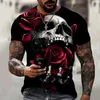 القمصان للرجال جمجمة ثلاثية الأبعاد للرجال الصيف فضفاض o-te-deace shore sphecleton tops street hip-hop tees men clothing thermen thermen