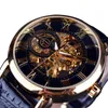 Bilek saatleri lüks erkek steampunk iskelet paslanmaz çelik otomatik mekanik bilek watchwrristwatches hect22
