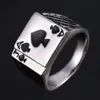 Hip Hop Metal Svart emalj Spader En hjärtring för män Cool herrpokerfingerringar Fashion Jewelry Size 7-13 Grossistpris