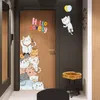 Cartoon 3D Cat Wall Stickers Mooie familie vinylstickers voor deur Kinderkamer Home Decor Lijmdeur Sticker PVC Wall Decals T200610