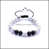 Beaded Strands Bracelets Jewelry 8Mm Natural Lava Rock Beads Charm Handmade Rope Braided Energy Stone For W Dhgqv