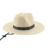 Chapeaux de plage pour femmes hommes casquettes Panama Western Cowboy paille chapeau de soleil plage coupe-vent corde décontracté Chapeau Femme