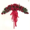 装飾的な花の花輪ヨーロッパスタイルのシミュレーションフラワーバラドアドアリースと盗品まぐさ鏡装飾ブライダルチャンバー