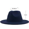 Chapéus de aba larga Marinha com retalhos de retalhos vermelhos panamá lã feltro jazz fedora homens homens festas cowboy trilby jogador hatwide pros22