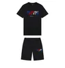Heren Trapstar Geborduurd T-shirt Korte Mouw Outfit Chenille Trainingspak Zwart Katoen London Streetwear Maat S-2XL