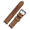 Titta på band Cowhide Leather Strap 18 20 22 24mm 22mm Vintage Men's Accessories Watchband Graved Buckle Uthai G26