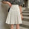 Rokken geplooide vrouwen hoge taille zomer knielengte preppy stijl harajuku y2k street school cosplay casual vrouwelijke faldas 220701