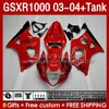 OEM Red Factory Fairings Tank f￶r Suzuki GSXR-1000 K 3 GSX R1000 GSXR 1000 CC 03-04 BODY 147NO.3 1000CC GSXR1000 K3 03 04 GSX-R1000 2003 2004 Injektion M￶gelm￤ssa kit