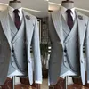 Nieuwe op maat gemaakte touwstreep bruiloft Tuxedos 3 stuks slanke fit heren pak blauwe mannen prom blazer broek (jas+broek+vest)