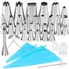 Ferramentas de Bakeware Outras 38pcs Dicas de tubulação russa Decoração de bolo Kit Kit Flor Flor Gospot Bnchaz Sacos de bolos de pastelaria