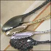 Vintage Royal Style Spoon Metal Carved Coffee Spoons Forks With Crystal Head Kitchen Fruit Prikkers Dessert Ice Cream Scoop Gift Bh3084 Drop