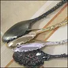 Vintage Royal Style Spoon Metal Carved Coffee Spoons Forks With Crystal Head Kitchen Fruit Prikkers Dessert Ice Cream Scoop Gift BH3084 Drop