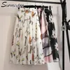 Surmiitro длинная юбка женщины весна лето корейская мода белый черный цветочный принт эстетической высокой талией MIDI женщина 220322