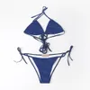 Briefdruck-Bikini-Set für Damen, sexy rückenfreie Badebekleidung, Sommer, schnell trocknende Badebekleidung, Designer-Mode-Badeanzug