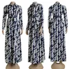 J2636 European and American women Dresses Fashion Digital Printing Loose Long Sleeve Swing Skirt