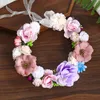 Headpieces 3 Design Artificial Flower Wreath Bride Women Crown Hair Band Wedding Headband Garland Ribbon Girl Hair Accessorie