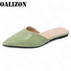 Slipper 2022 New Flat Shoe Fashion Mule Women Pu Leather Punch Slip Sandal Summer 220622