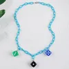 Pendant Necklaces Trendy Simple Blue Resin Chain Statement For Women Fashion Geometric Colorful Dice Necklace Jewelry Collares