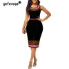 Summer Sexig vintage Bohemian Tryckt Bodycon klänningar Kvinnor ärmlös kvällsklubbfestklänning Elegant mantel Vestidos de Fiesta 220713