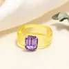 Colorful Transparent Resin Rhinestone Solitaire Ring Simple Geometric Square Round Rings for Women Trendy Jewelry Gift