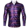 Herrklänningskjortor Herr Barry.Wang 4xl Luxury Purple Paisley Silk Men Långärmad blommor för designer Fit Shirt BY-0087
