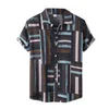 Camicie casual da uomo Stampa vintage Moda estiva Uomo Baggy Beach Bottoni manica corta hawaiana Camicia retrò Camisas 5