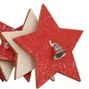 Christmas Decorations Decorative Tree Pendant Wood Star/Snowflake Shape Hanging Ornament With Bottom Bell Ring For Family PartyChristmas