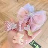 Korean mesh bow hairpin Set Girls Super fairy sweet little fresh hairpin lovely baby princess headdress