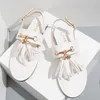 Top Quality Women Flat Sandals Designer Womens Slides Leather Casual Shoes Tassel Flip Flops Sandal Summer Beach Slipper