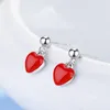 Stud 1 paio Est 100% 925 Sterling Silver Gioielli da donna Moda Piccolo cuore rosso Orecchini Regalo per ragazze Bambini Lady Ds134Stud Farl22