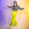 Stage Wear Kids Hip Hop Cleren Girls Fluorescent Green Pants Fashion Tops Street Dance Costume Jazz Performance Outfits Rave BL5916Stage