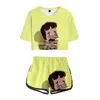 Damen T-Shirt Big Mouth Merch Zweiteiliges Set Sommer Kurzarm Crop Top Shorts Harajuku Streetwear 2022 American Adult Cartoon Frauen Sets