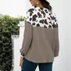 Women's Hoodies Women's & Sweatshirts Women Waffle Fashion Casual Leopard Print Stitching Button Long Sleeve Streetwear Female Top