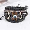 4st/set läderarmband Evil Charm Eye Multilayer Wrap Armband Set Bangles Manschett Arvband Män Fashion Jewelry Gift