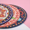 Tapetes de mesa de silicone placemats padrão retro de impressão antiderrapante redondo colorido e criativo caneca coaster copos resistentes ao calor coasters w4