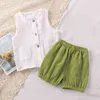 Småbarn Girls Summer Clothes Set 2022 Kids Two Piece Outfit Baby Boys Tracksuits Sleeveless Tank Shirt Topps and Shorts Suit 1-6Y G220509