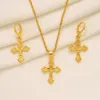 Ethiopian cross Jewelry set Necklace Pendant and Earrings Ethiopia Gold Eritrea sets for Women's Habesha Wedding party Gift