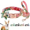 Collier d'identification de chien gravé personnalisé, laisse en nylon pour animaux de compagnie, colliers de fleurs personnalisés avec fleur mignonne pour petits, moyens et grands chiens 220608