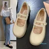 Kleid Schuhe Frau 2022 Flacher Mund Karree Casual Weibliche Turnschuhe Wohnungen Oxfords Sommer Leder Freizeit Gummi FretworkDress