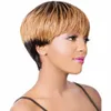 Ombre Pixie Cut Colored Non Lace Front Human Hair Wigs Preplucked Short Cuts Bob Wigs Brazilian Remy Honey Blonde T1B/27# Wig