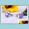 Stud Earrings Jewelry Sier Crystal L Heart For Wedding Party White And Purple Wholesale - 0009Wh Drop Delivery 2021 Jcny5