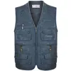 Herrvästar 5xl 6xl 7xl manlig casual sommar stor storlek bomull ärmlös väst med många 16 fickor män multi pocket pograph waistcoat kare22