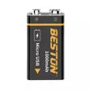 Beston snabb laddning USB 9V litiumbatteri laddningsbart batteri 1000mAh